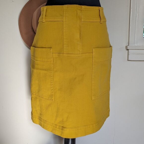 Tory Burch Colette India Gold Yellow Denim Skirt, sz 10 - Picture 3 of 13